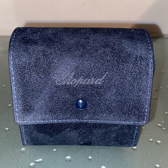 Chopard Jewelry - CHOPARD BLUE SUEDE WATCH & JEWELRY TRAVEL CASE POUCH 4”x4”x2”